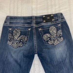 Miss Me Blue Jeans with Silver Embellishments